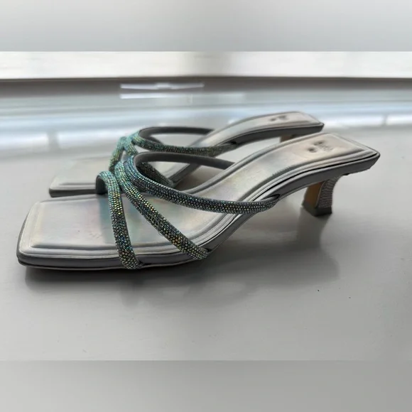 ZARA Iridescent Kitten Heel Sandals - Picture 5 of 8